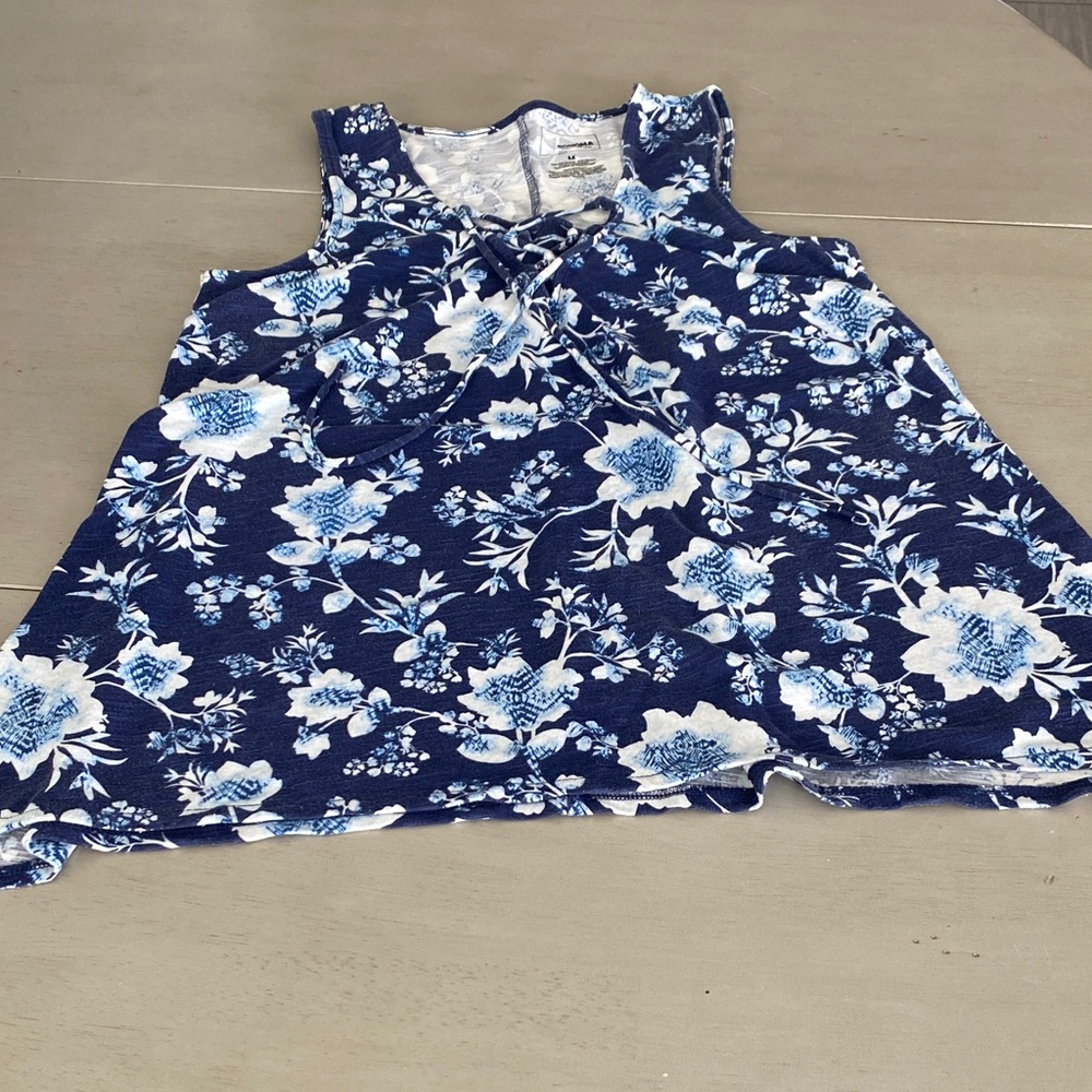 Sonoma Navy and White Floral Blouse